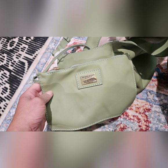 VIOLA CASTELLANI Made ln Italy Leather Hobo With Oval Bottom.Sage. NWT - Picture 15 of 16